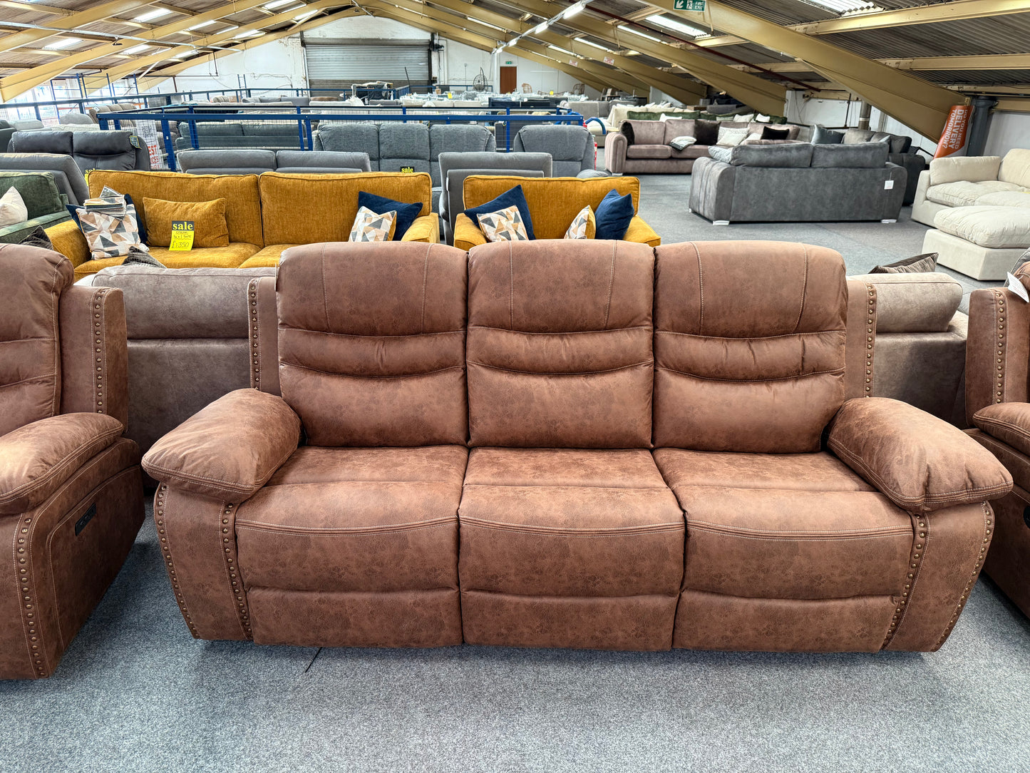 Brown Stud Power Recliner Sofas (Multiple Options)