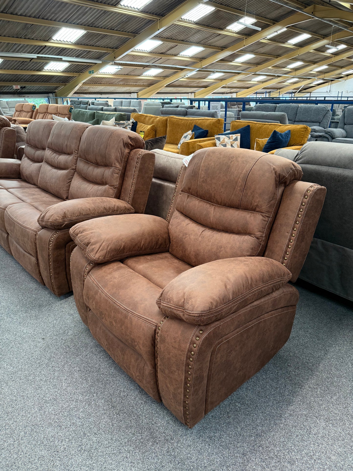 Brown Stud Power Recliner Sofas (Multiple Options)