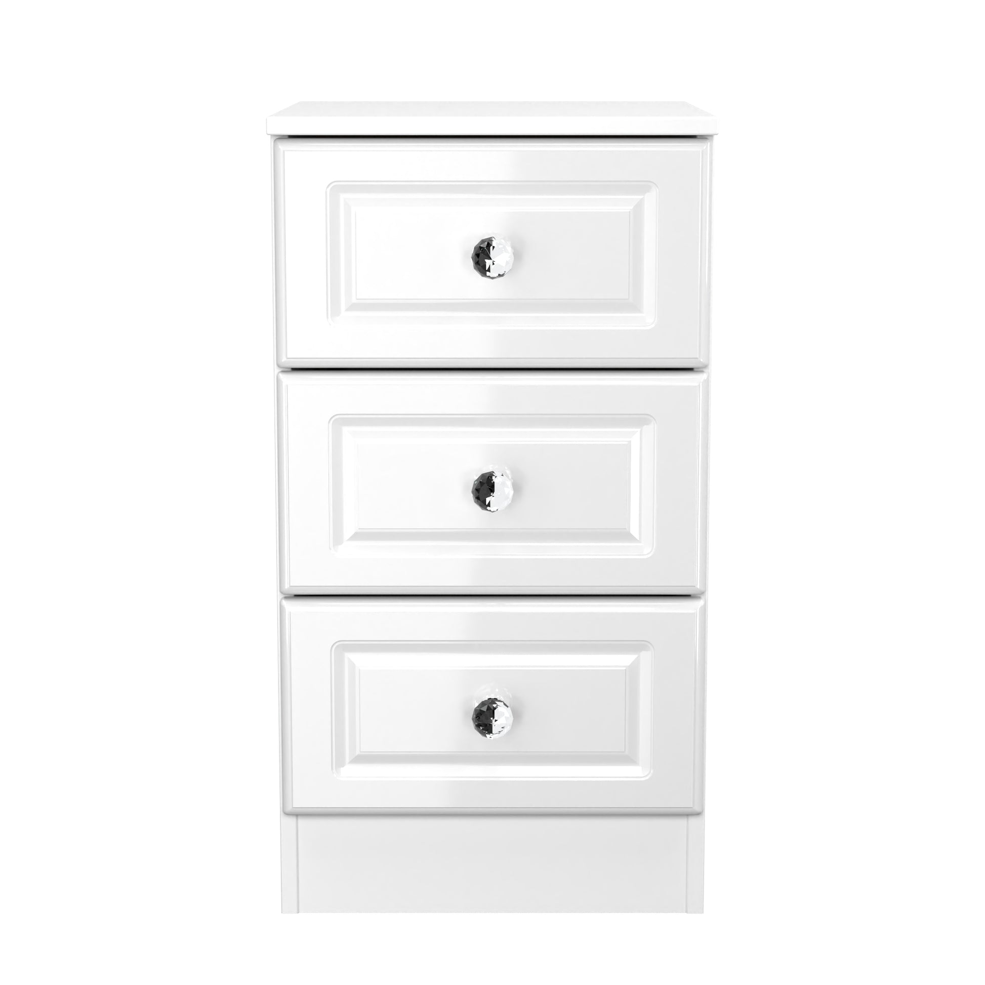 Lisbon White Gloss 3 Drawer Bedside Cabinet Sheffield Discount Furniture