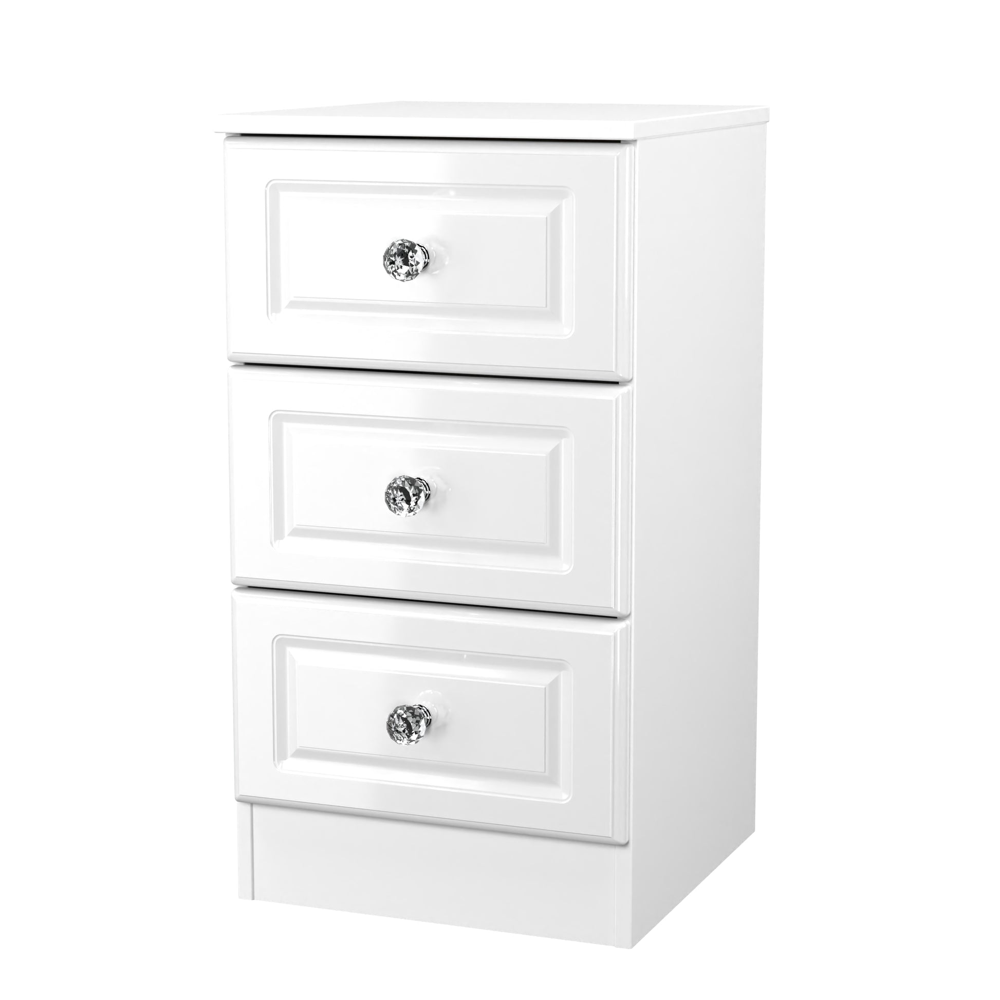 Lisbon White Gloss 3 Drawer Bedside Cabinet Sheffield Discount Furniture