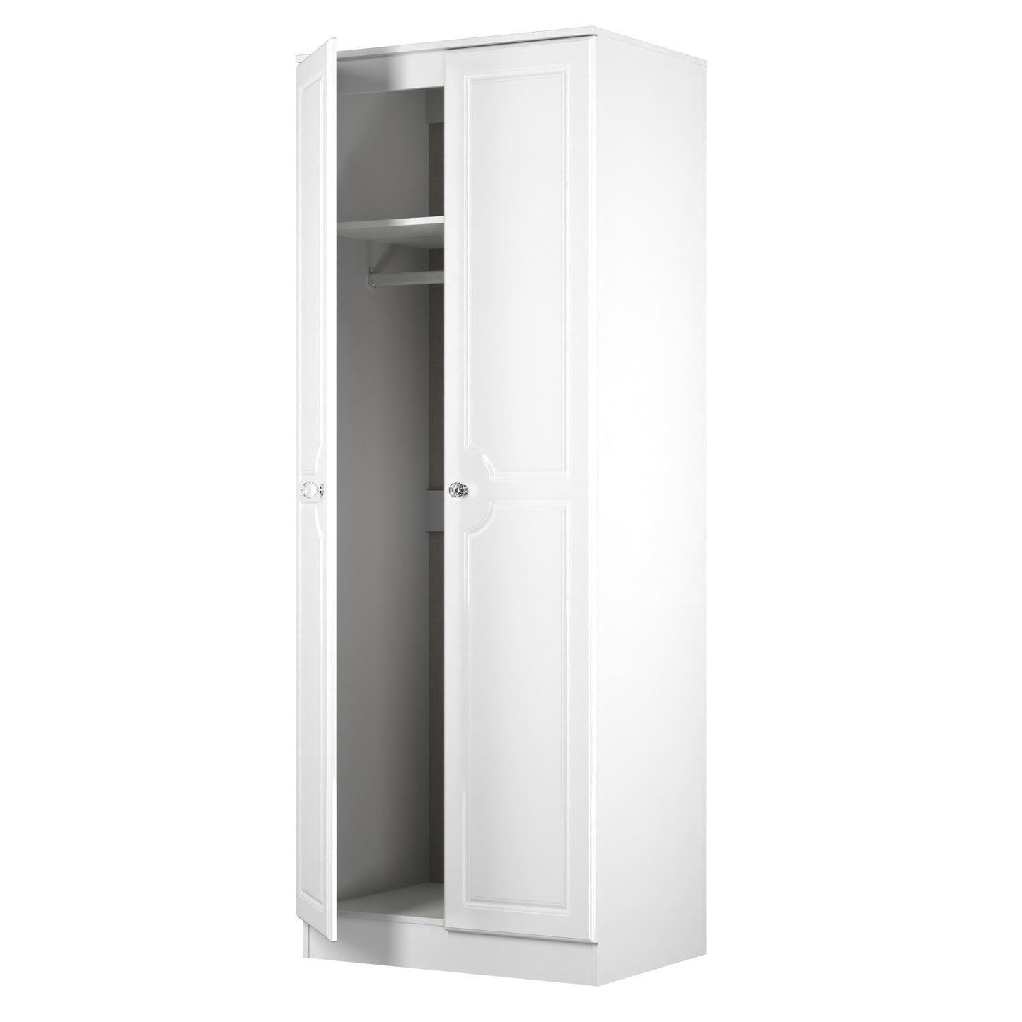 Lisbon White Gloss 2 Door Plain Wardrobe Sheffield Discount Furniture