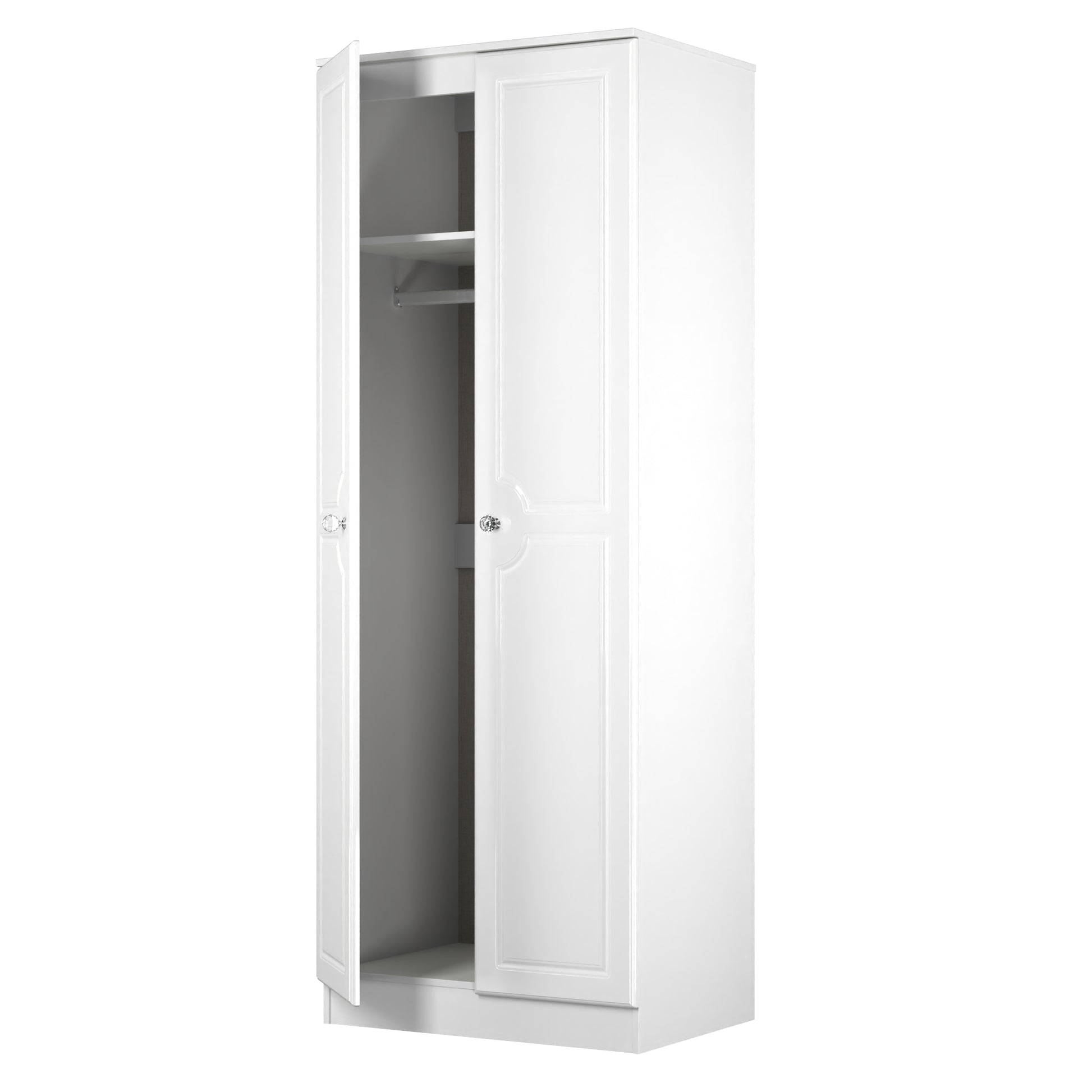 Lisbon White Gloss 2 Door Plain Wardrobe Sheffield Discount Furniture