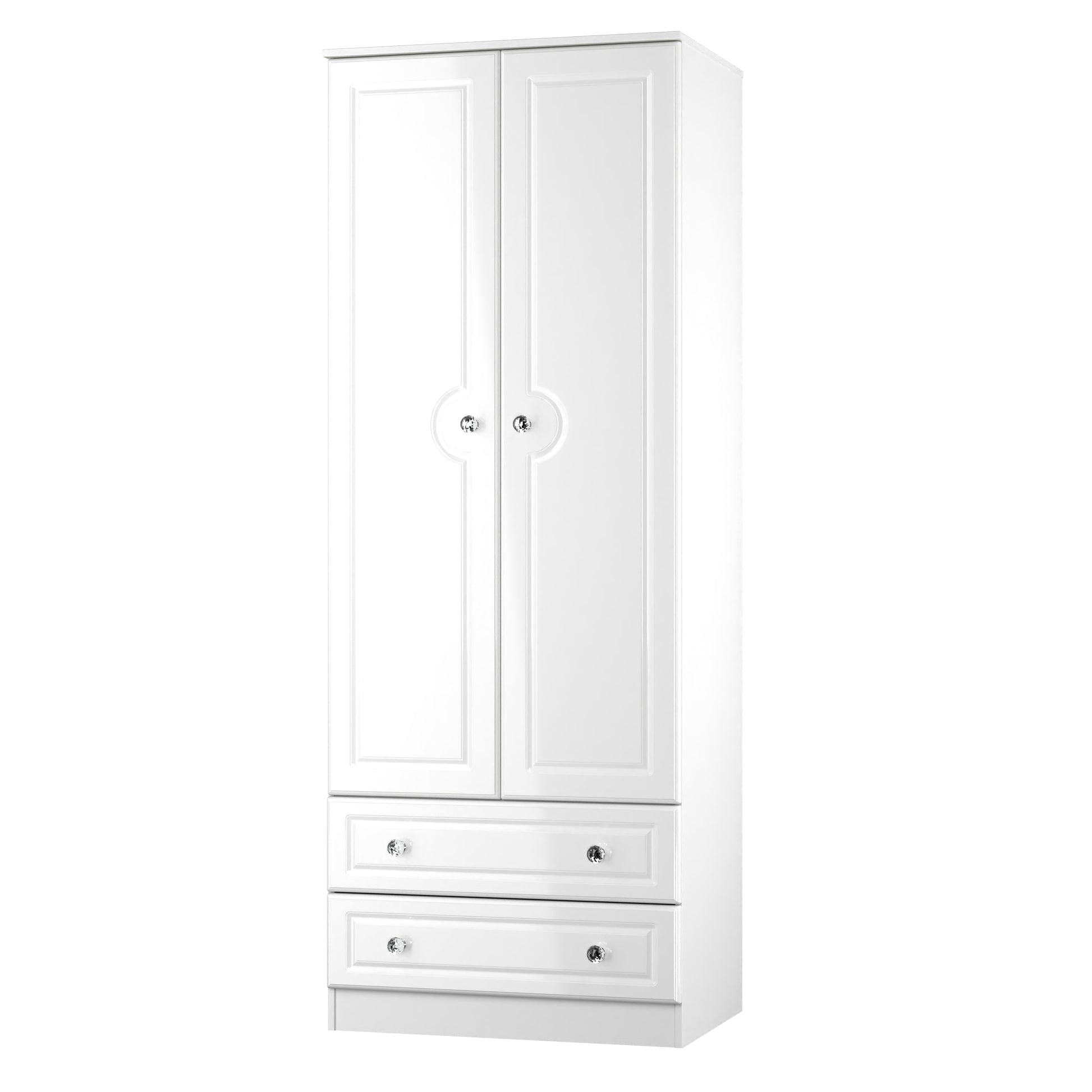 Lisbon White Gloss 2 Door 2 Drawer Wardrobe Sheffield Discount Furniture
