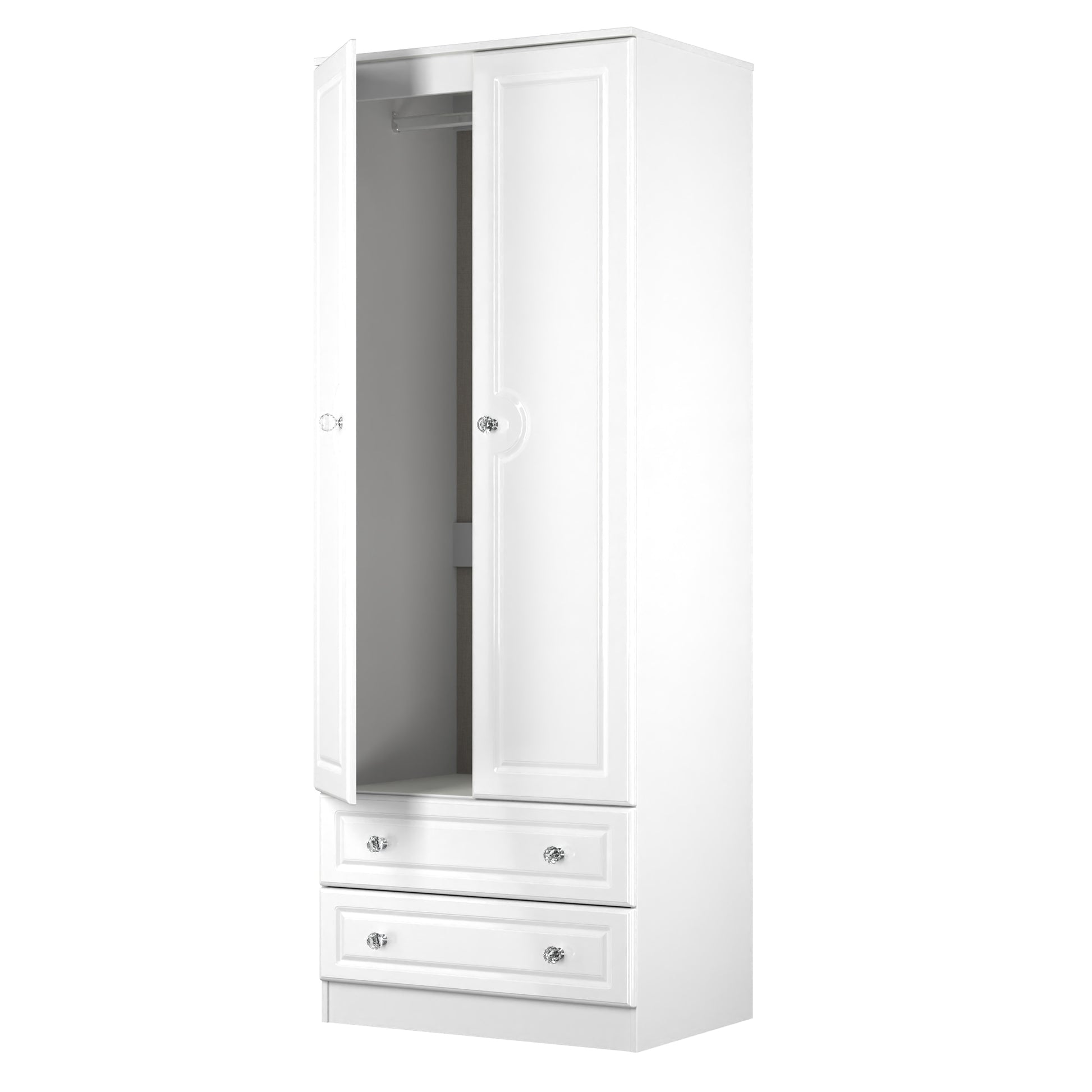 Lisbon White Gloss 2 Door 2 Drawer Wardrobe Sheffield Discount Furniture