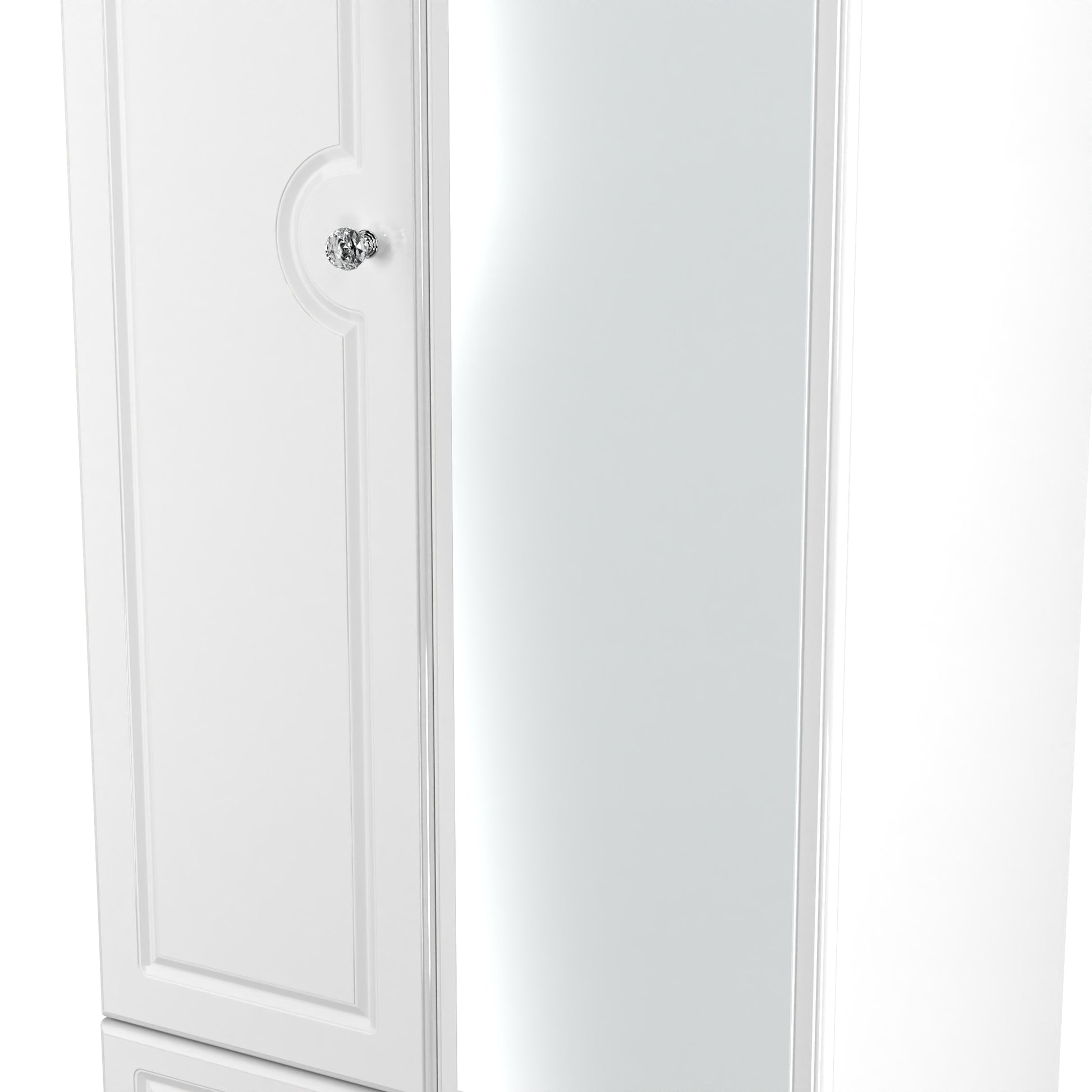 Lisbon White Gloss 2 Door 2 Drawer Wardrobe With Mirror Right Door Sheffield Discount Furniture