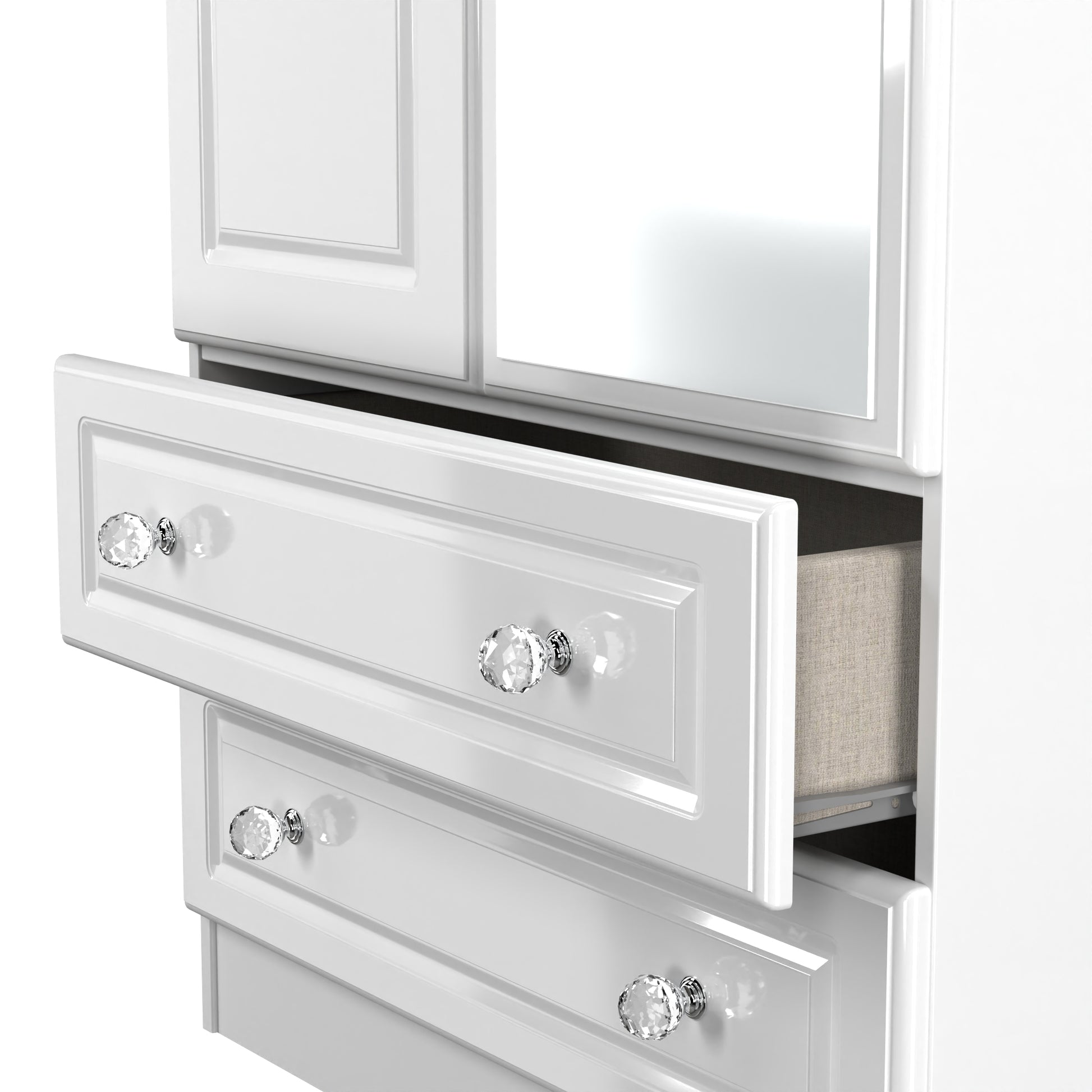 Lisbon White Gloss 2 Door 2 Drawer Wardrobe With Mirror Right Door Sheffield Discount Furniture