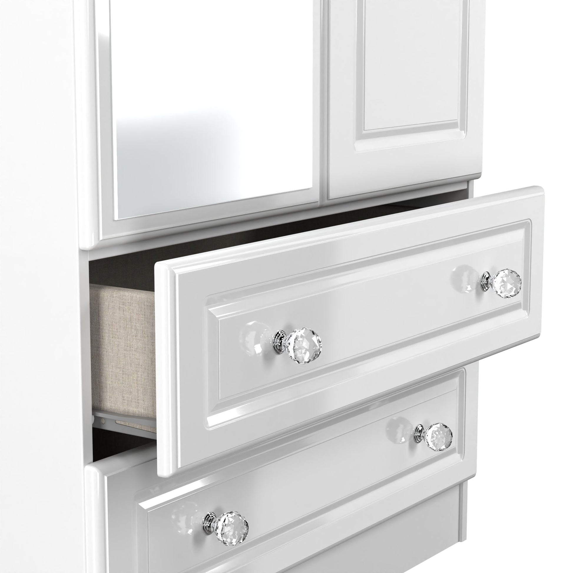 Lisbon White Gloss 2 Door 2 Drawer Wardrobe With Mirror Left Door Sheffield Discount Furniture