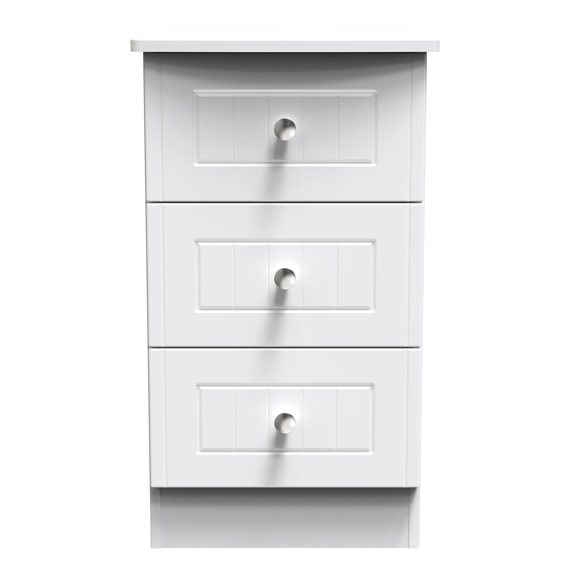 Lisbon White Matt 3 Drawer Bedside Cabinet Sheffield Discount Furniture