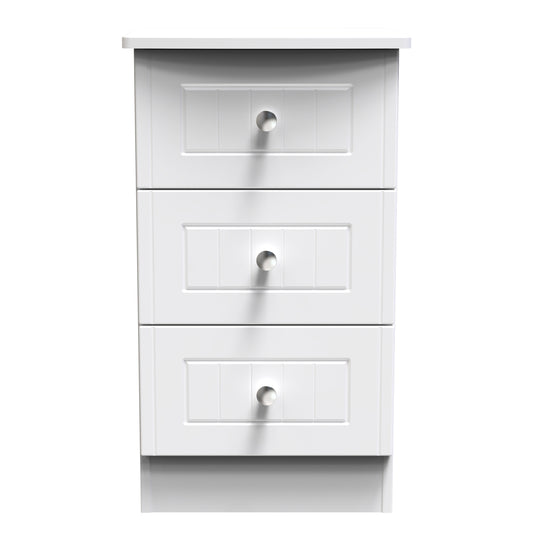 Miami White Matt 3 Drawer Bedside Cabinet Sheffield Discount Furniture