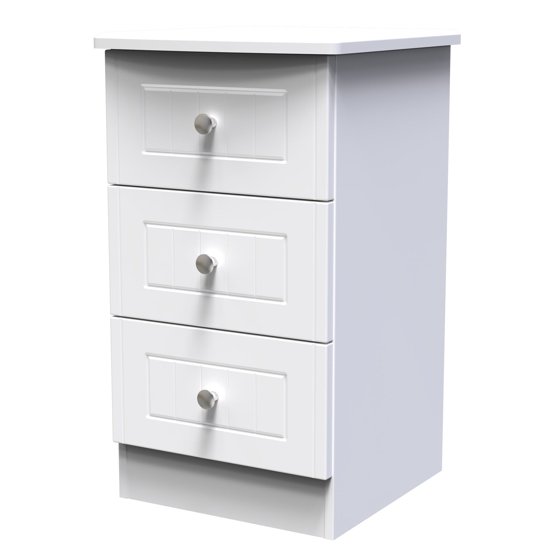 Lisbon White Matt 3 Drawer Bedside Cabinet Sheffield Discount Furniture