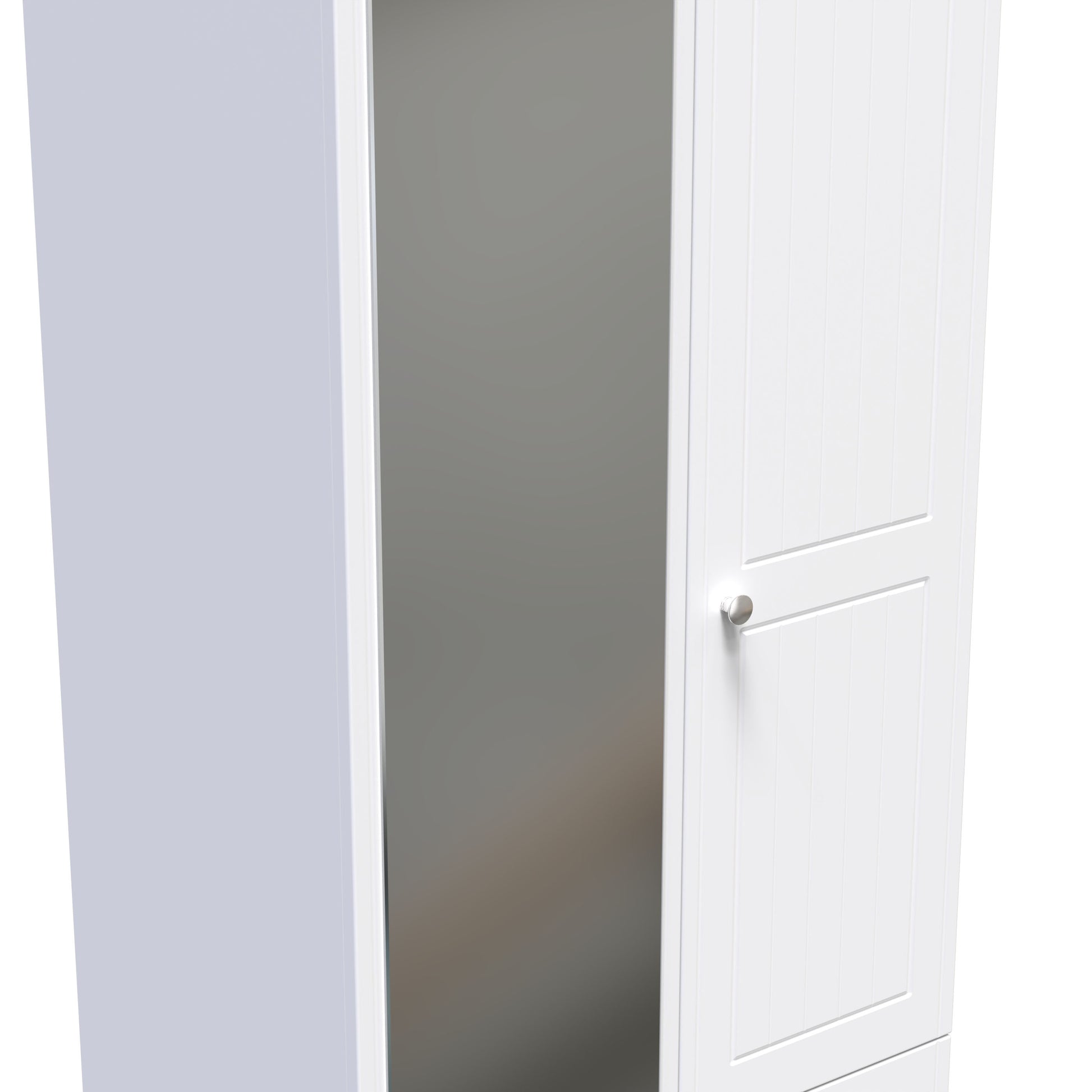 Miami White Matt 2 Door 2 Drawer Wardrobe With Mirror Left Door Sheffield Discount Furniture