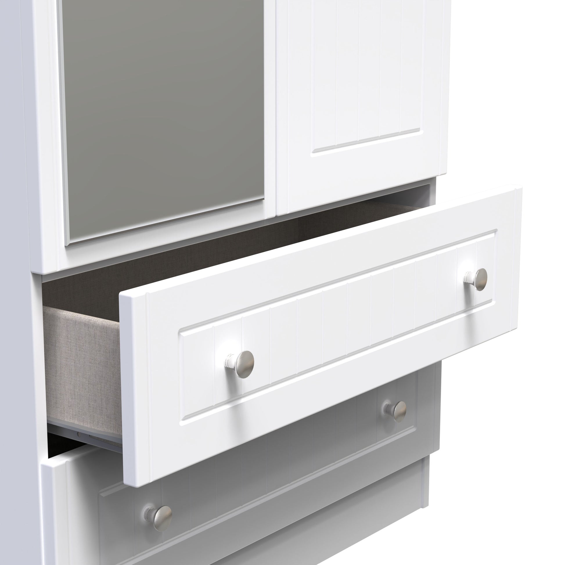 Miami White Matt 2 Door 2 Drawer Wardrobe With Mirror Left Door Sheffield Discount Furniture