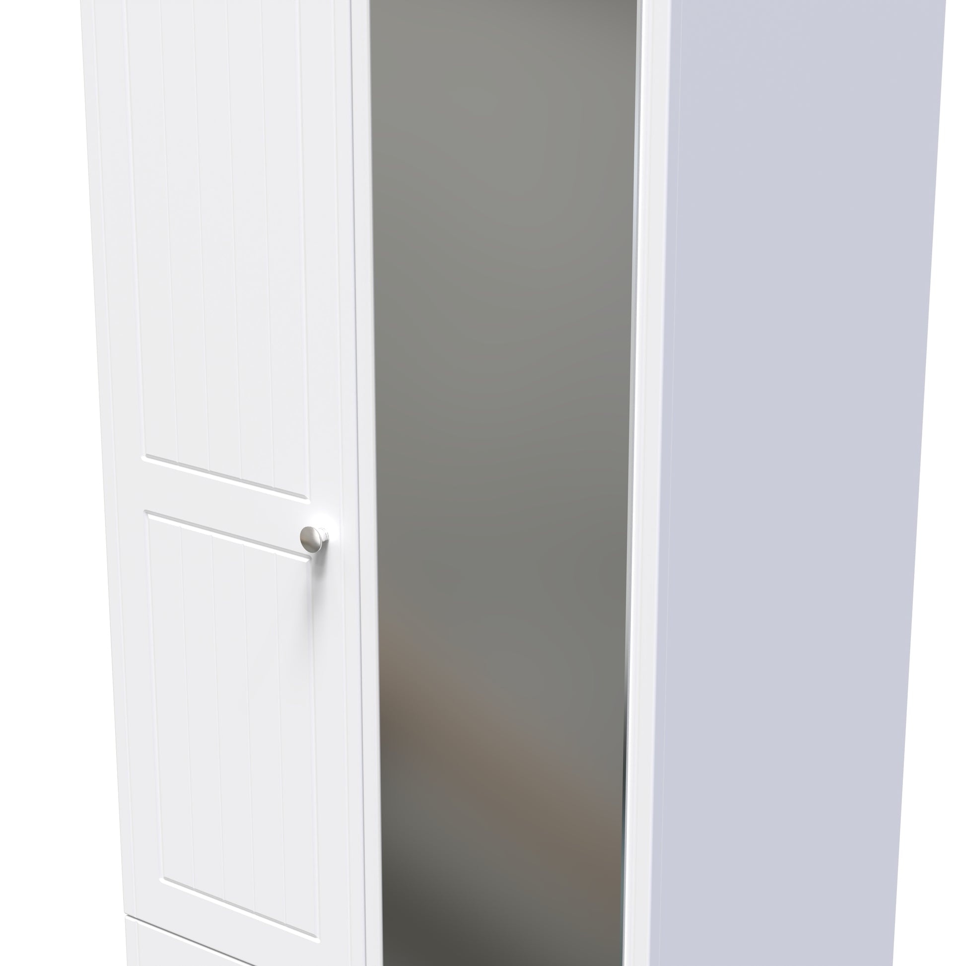 Miami White Matt 2 Door 2 Drawer Wardrobe With Mirror Right Door Sheffield Discount Furniture