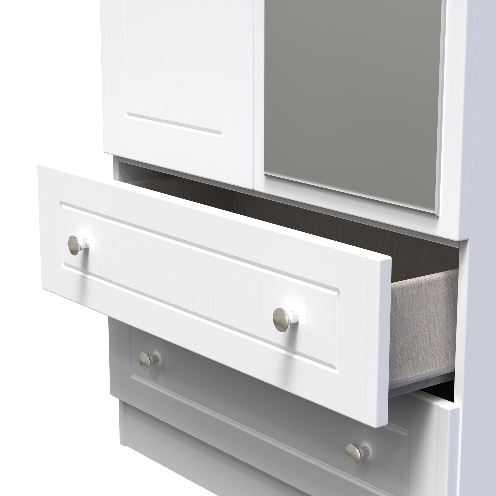 Miami White Matt 2 Door 2 Drawer Wardrobe With Mirror Right Door Sheffield Discount Furniture