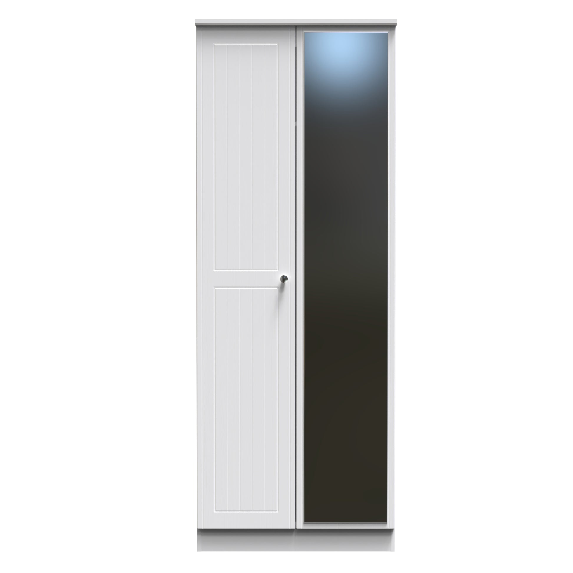 Lisbon White Matt 2 Door Wardrobe With Mirror Right Door Sheffield Discount Furniture