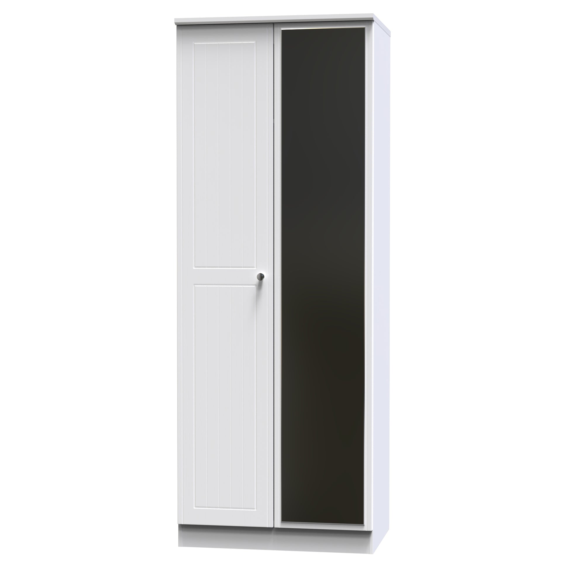 Lisbon White Matt 2 Door Wardrobe With Mirror Right Door Sheffield Discount Furniture