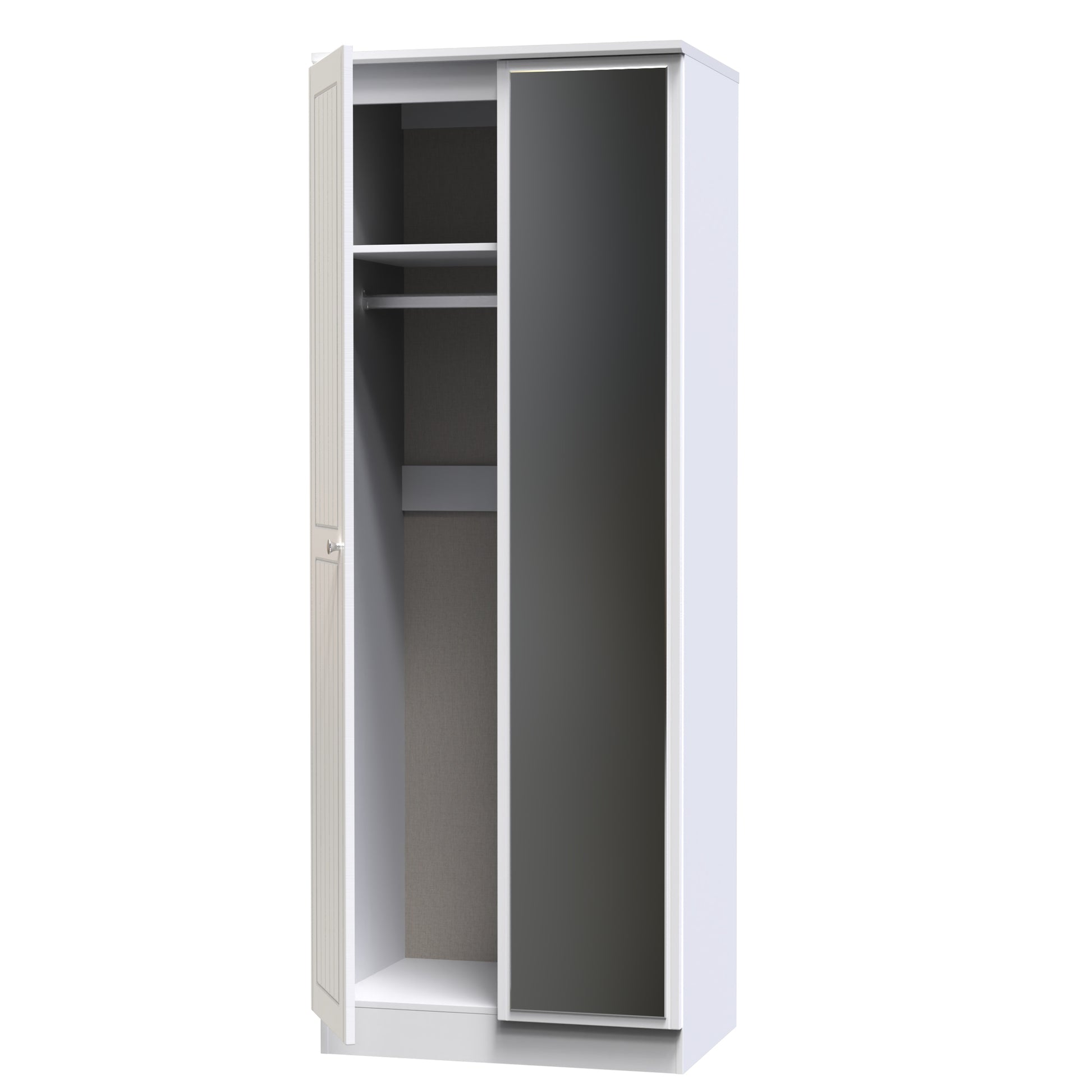 Lisbon White Matt 2 Door Wardrobe With Mirror Right Door Sheffield Discount Furniture