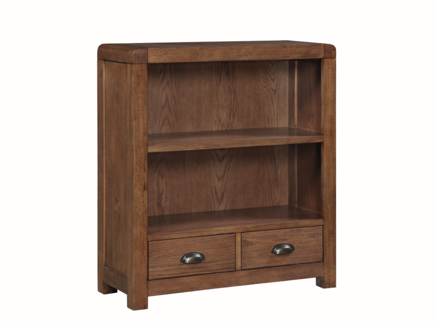Oakridge Dark Oak Low Bookcase With 2 Drawer Dining Room / Sideboards and Cabinets Sheffield Discount Furniture