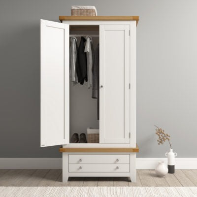 Windi 2 Door 1 Drawer Wardrobe Ivory/Oak Sheffield Discount Furniture