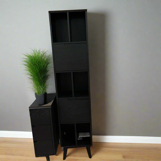 Carrington Slim Tall Bookcase Black Sheffield Discount Furniture