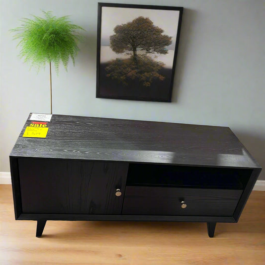 Retro Black TV Unit 1 Door 1 Drawer Sheffield Discount Furniture