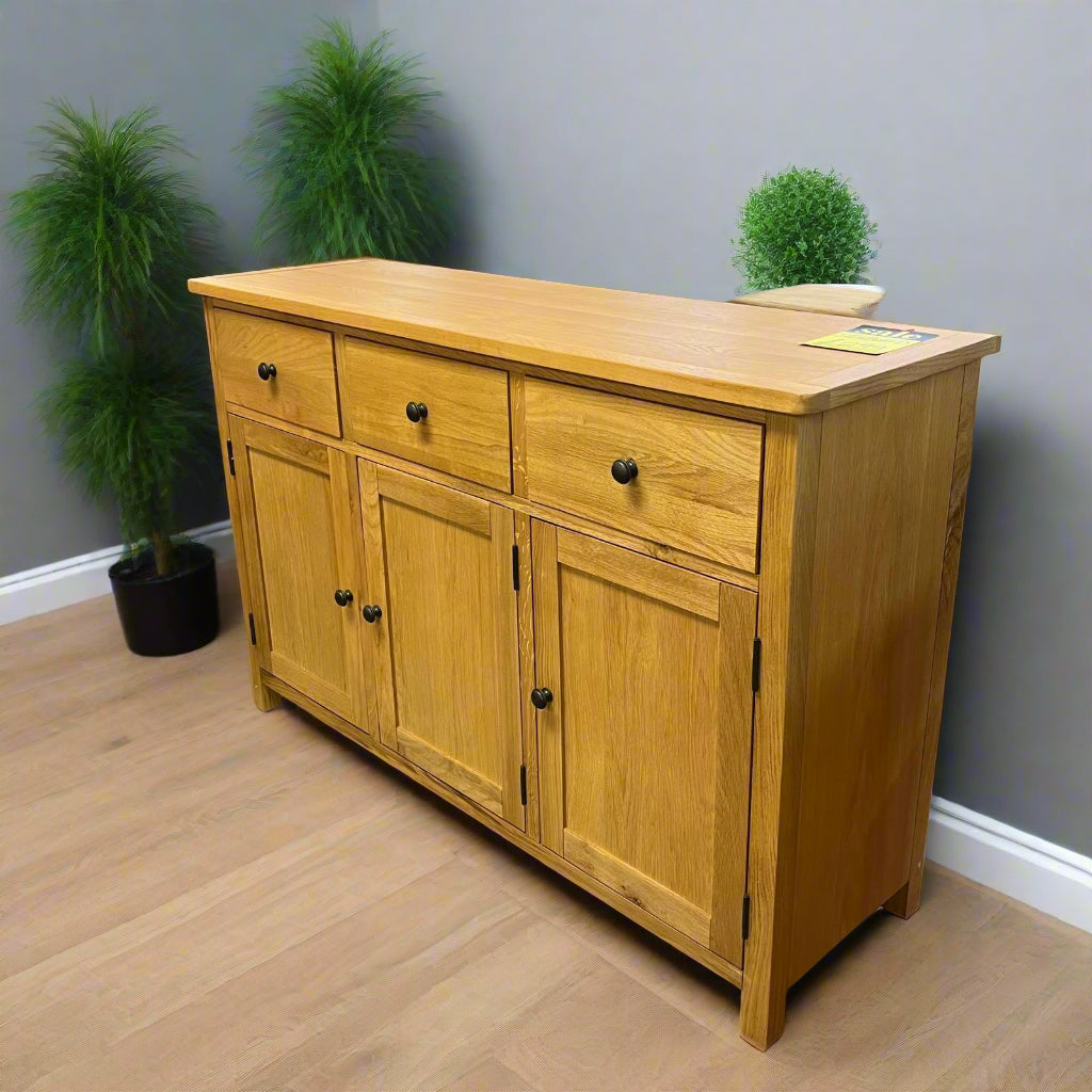 Sideboard 3 Door 3 Drawer Oak Sheffield Discount Furniture