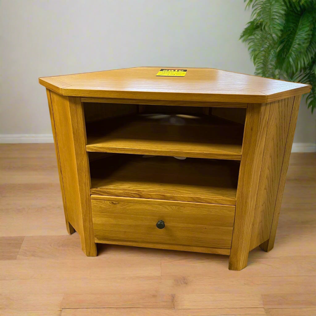 High TV Corner Unit Wood With 1 Drawer Sheffield Discount Furniture