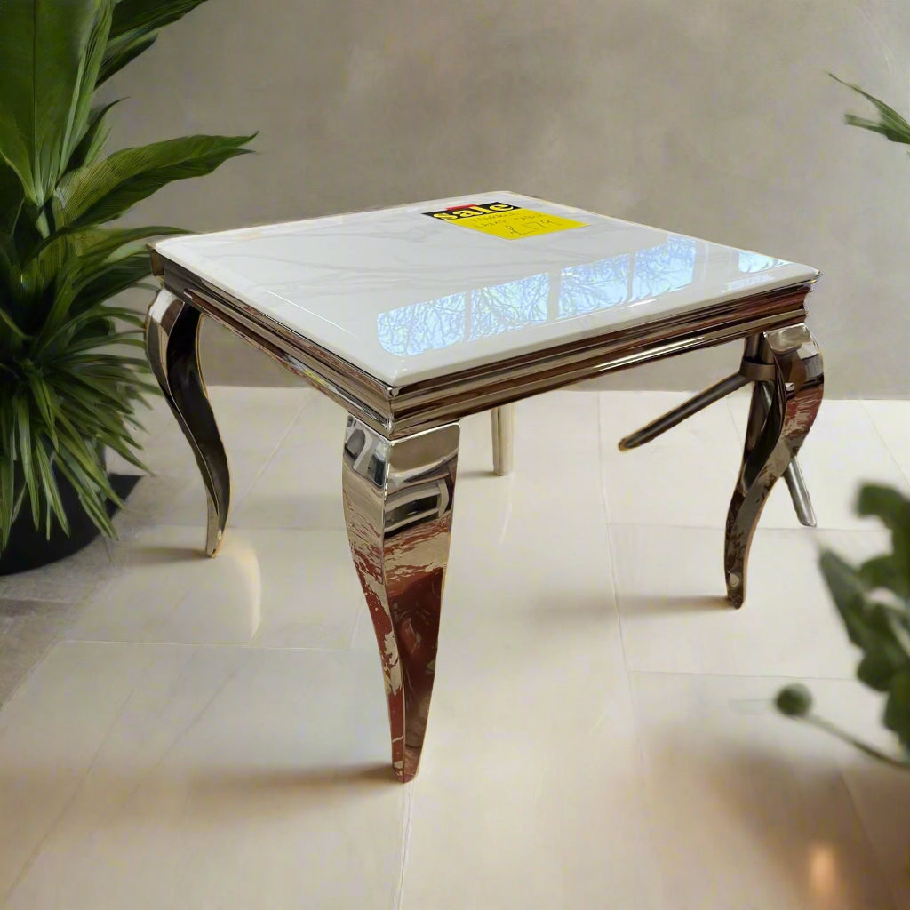 Marble Top Lamp Table Chrome Legs Sheffield Discount Furniture