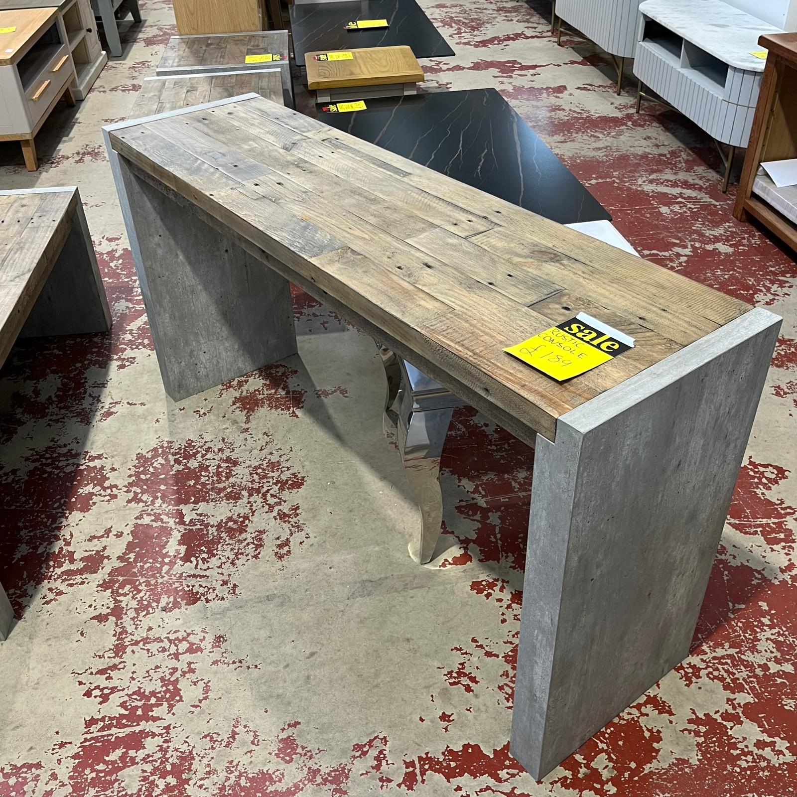 Rustic Console Table Concrete Sides With Wood Top Sheffield Discount Furniture