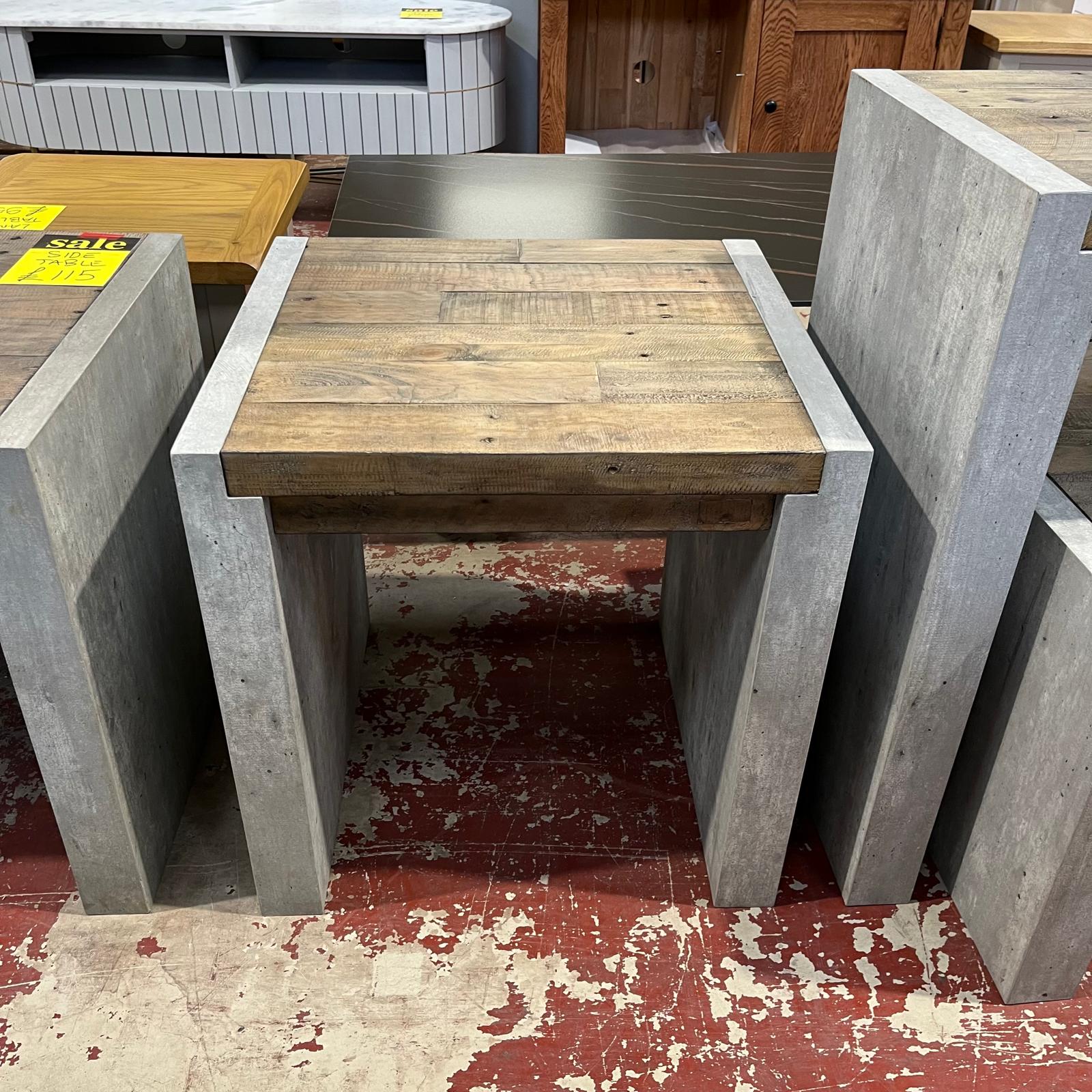 Rustic Square Side Table Concrete Sides With Wood Top Sheffield Discount Furniture