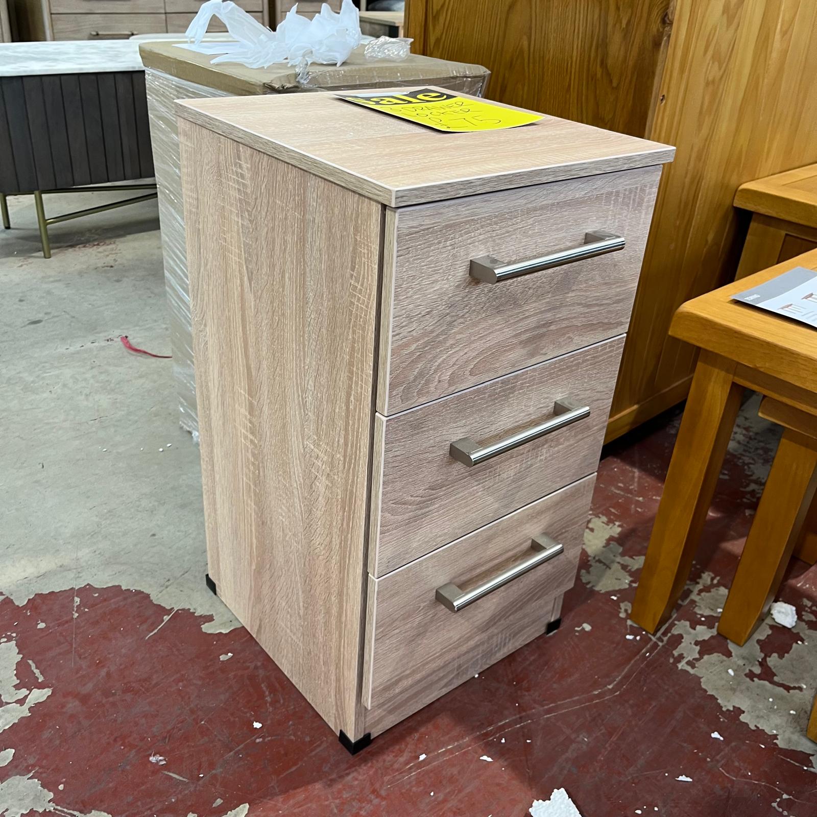 3 Drawer Bedside Cabinet Brown Sheffield Discount Furniture