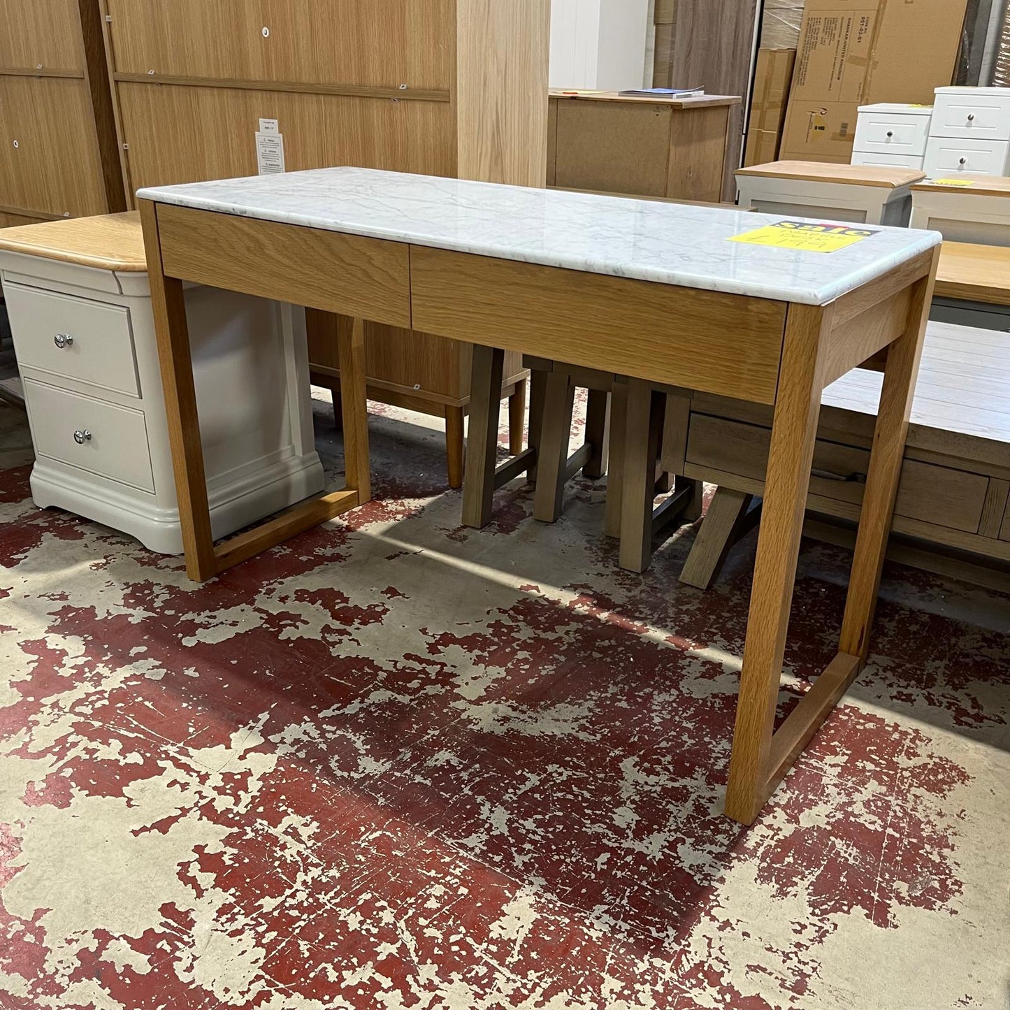 Marble top Desk With 2 Drawers Wood Frame Sheffield Discount Furniture