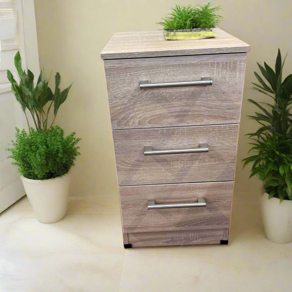 3 Drawer Bedside Cabinet Brown Sheffield Discount Furniture