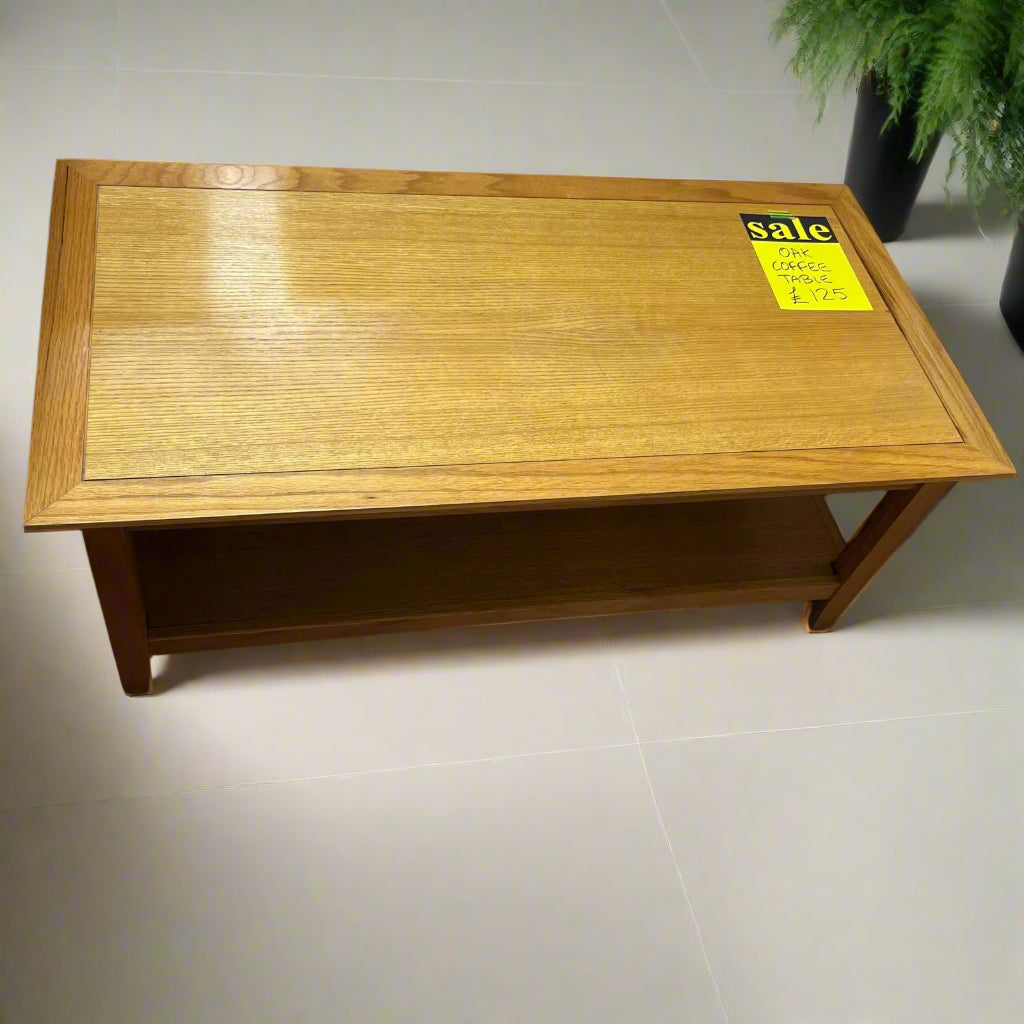 Oak Coffee Table Rectangular With Shelf Sheffield Discount Furniture