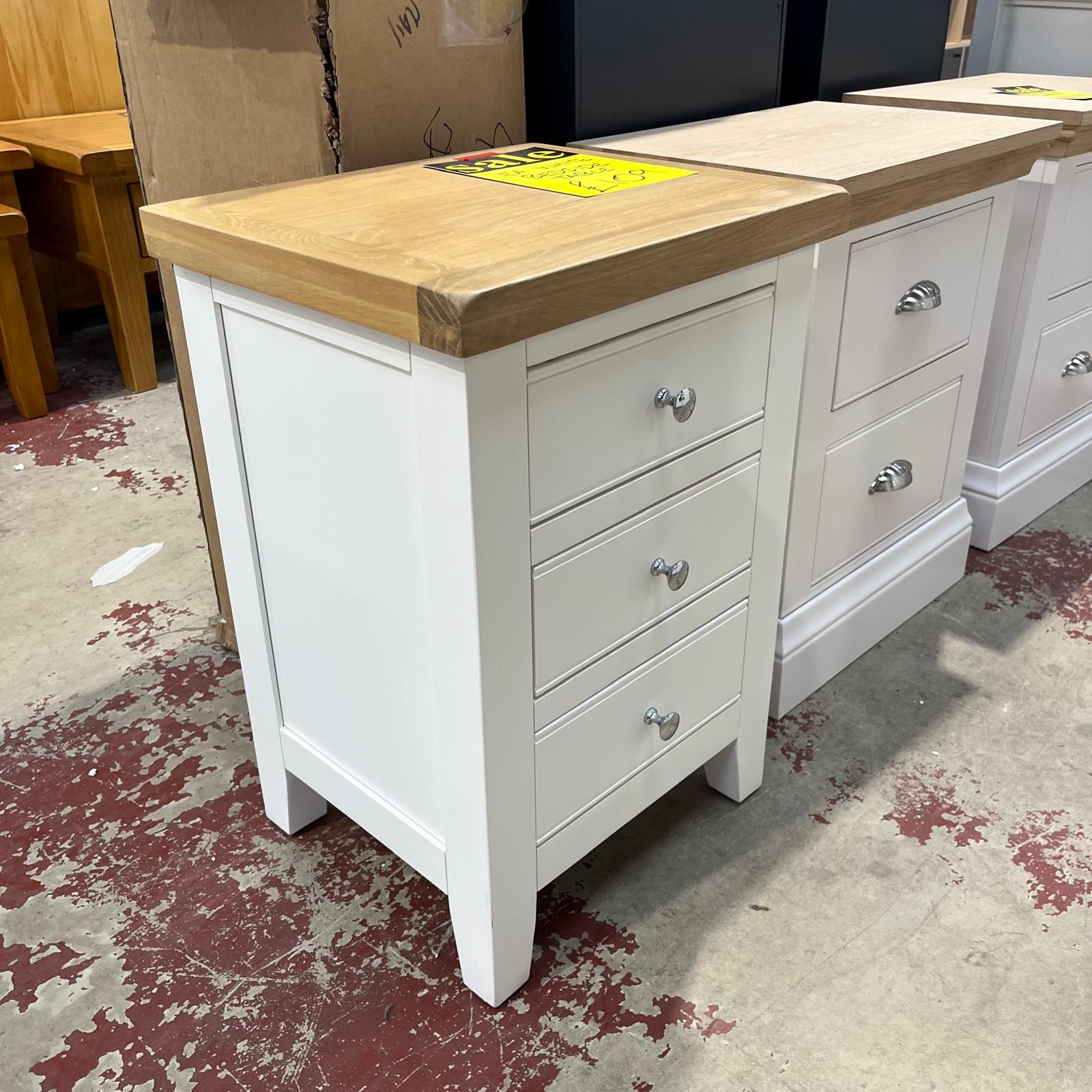 EA White Bedside Cabinet With 3 Drawers Sheffield Discount Furniture