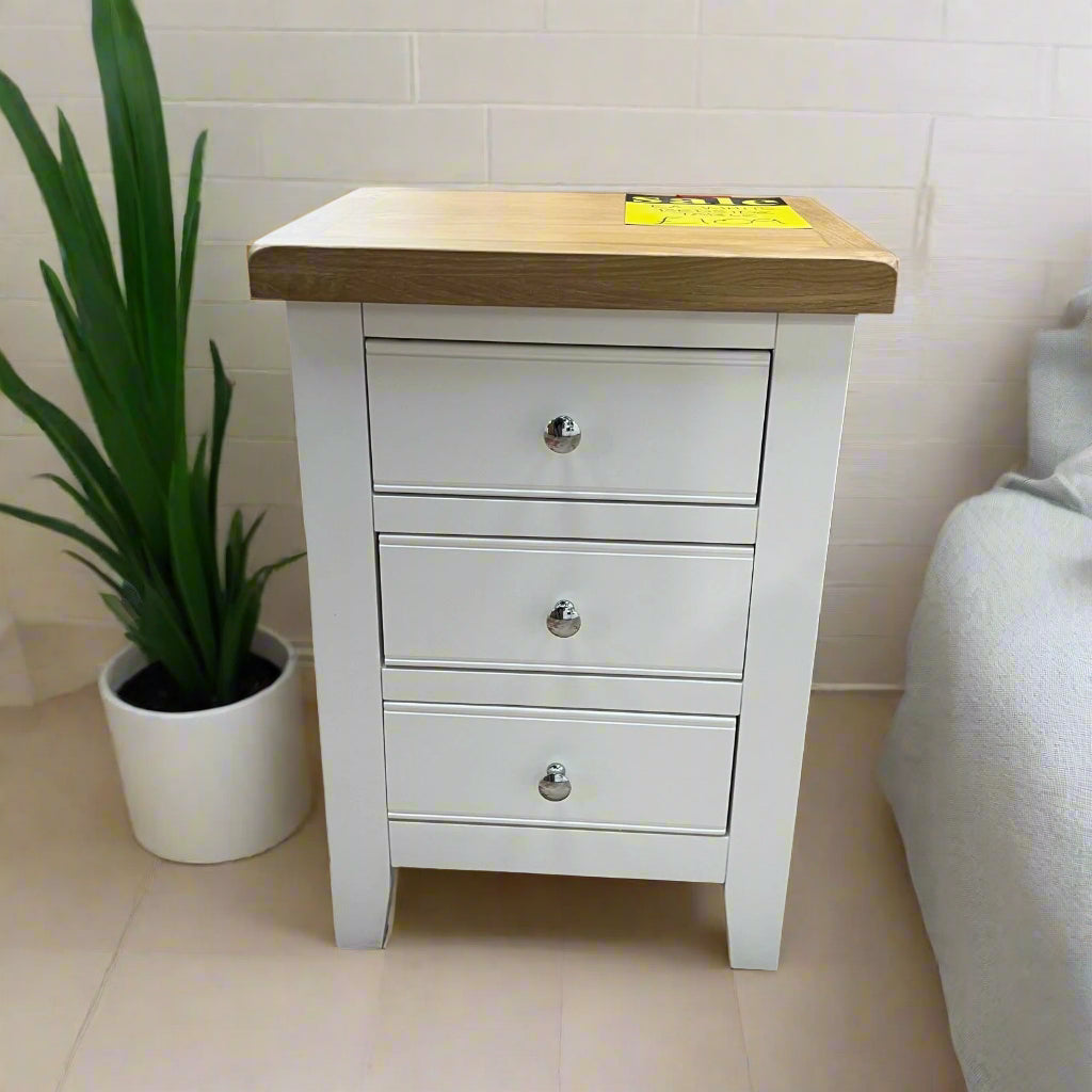EA White Bedside Cabinet With 3 Drawers Sheffield Discount Furniture
