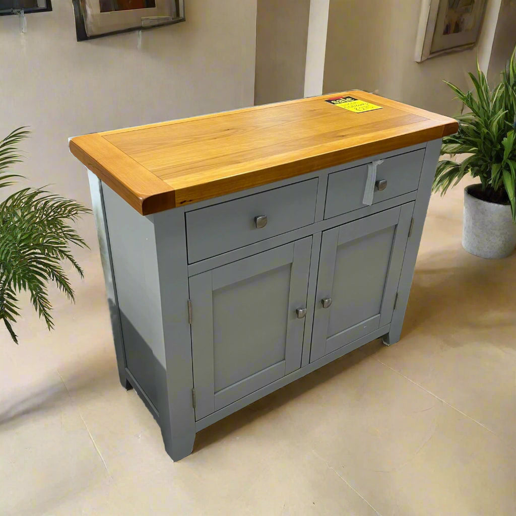 Lucca Sideboard 2 Door 2 Drawer Grey With Oak Top Sheffield Discount Furniture