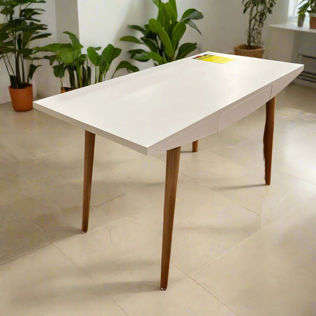 White Slim Desk White With 1 Drawer Sheffield Discount Furniture