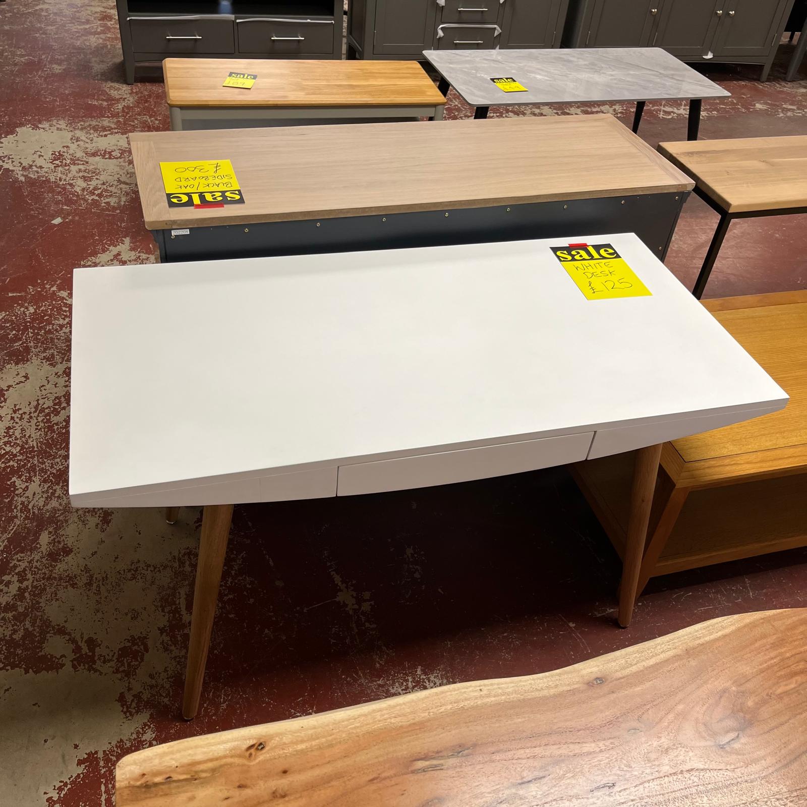 White Slim Desk White With 1 Drawer Sheffield Discount Furniture