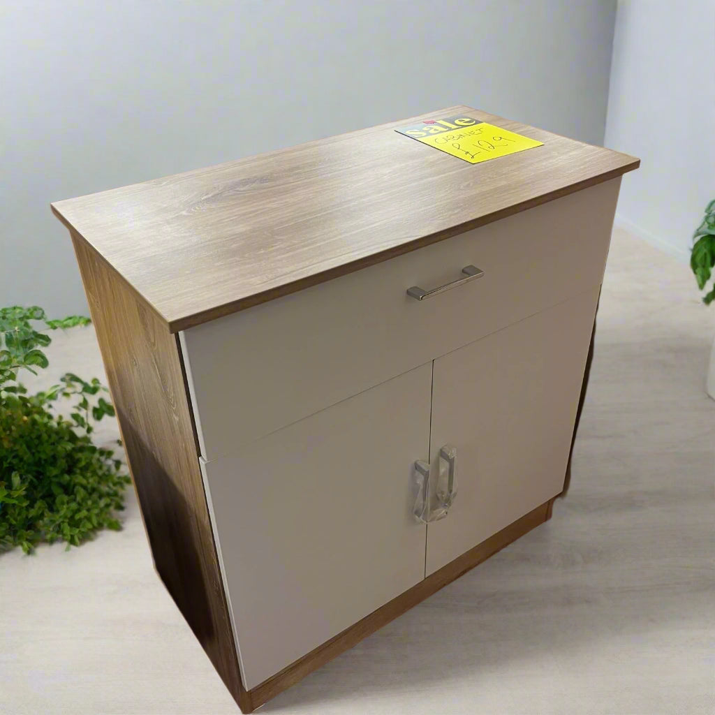 Small Sideboard With 1 Drawer And 2 Doors Cream And Wood Top Sheffield Discount Furniture