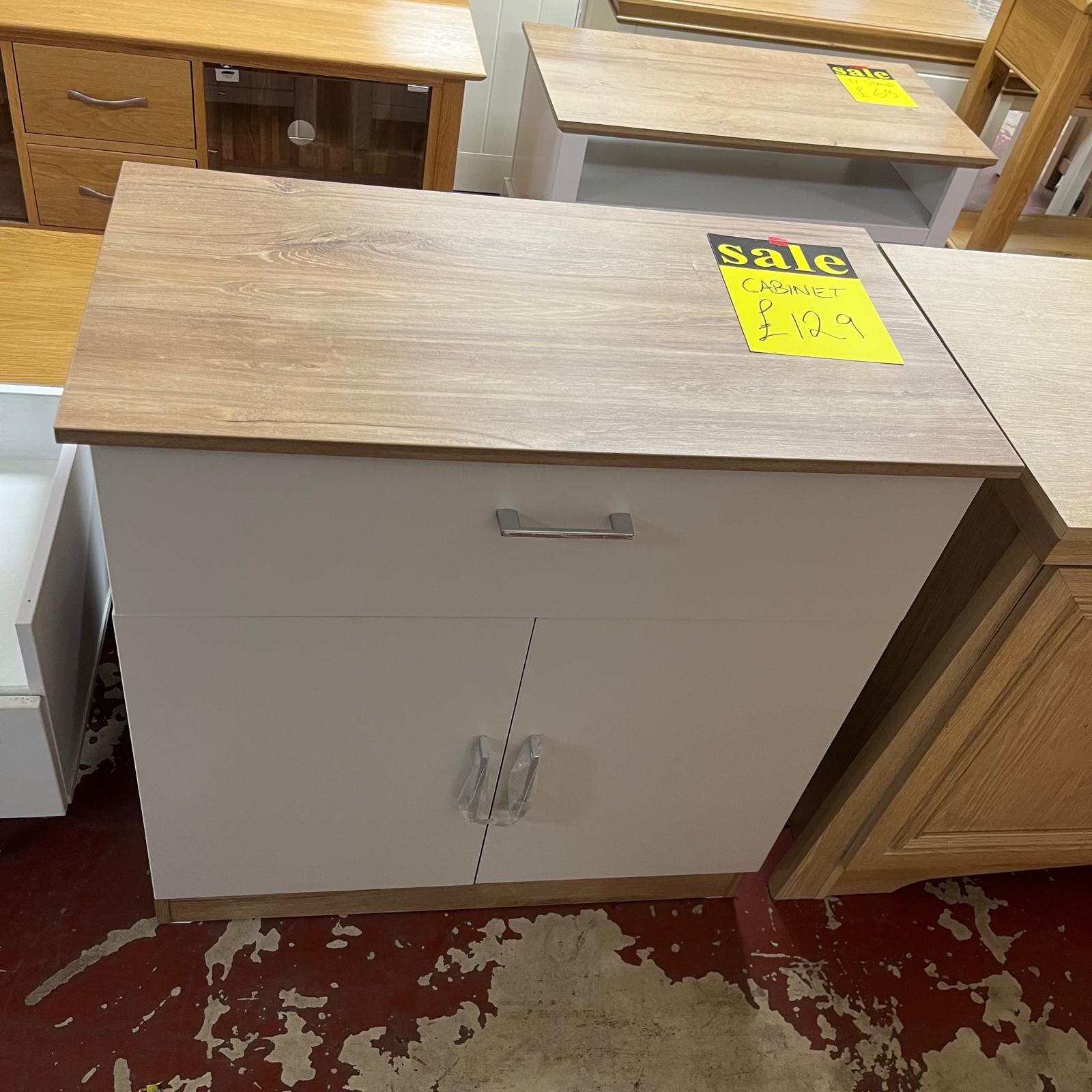 Small Sideboard With 1 Drawer And 2 Doors Cream And Wood Top Sheffield Discount Furniture