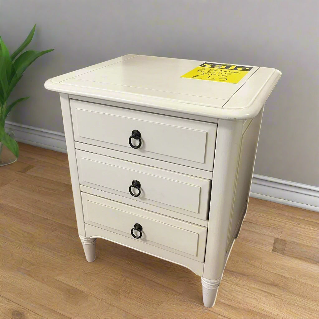 3 Drawer Bedside Cabinet White Sheffield Discount Furniture