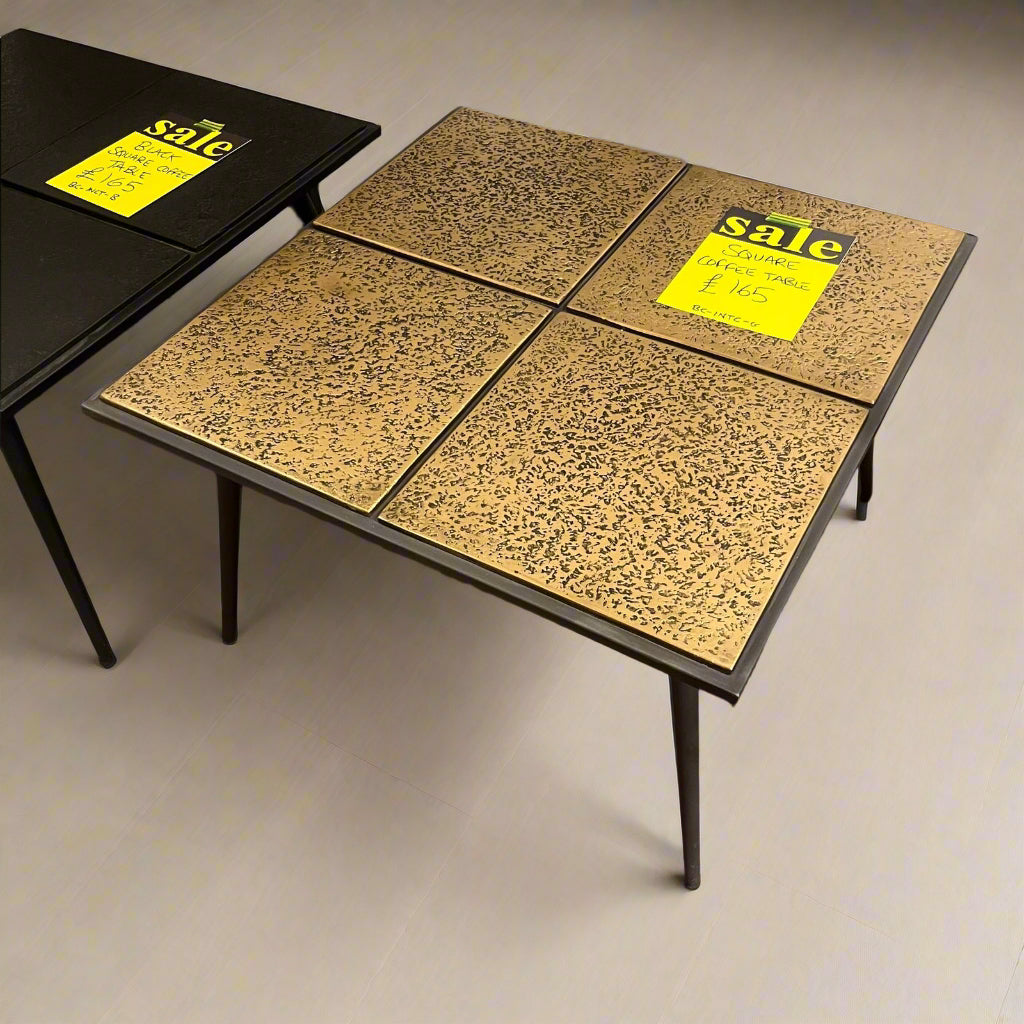 Square Coffee Table With Gold Black Effect Sheffield Discount Furniture