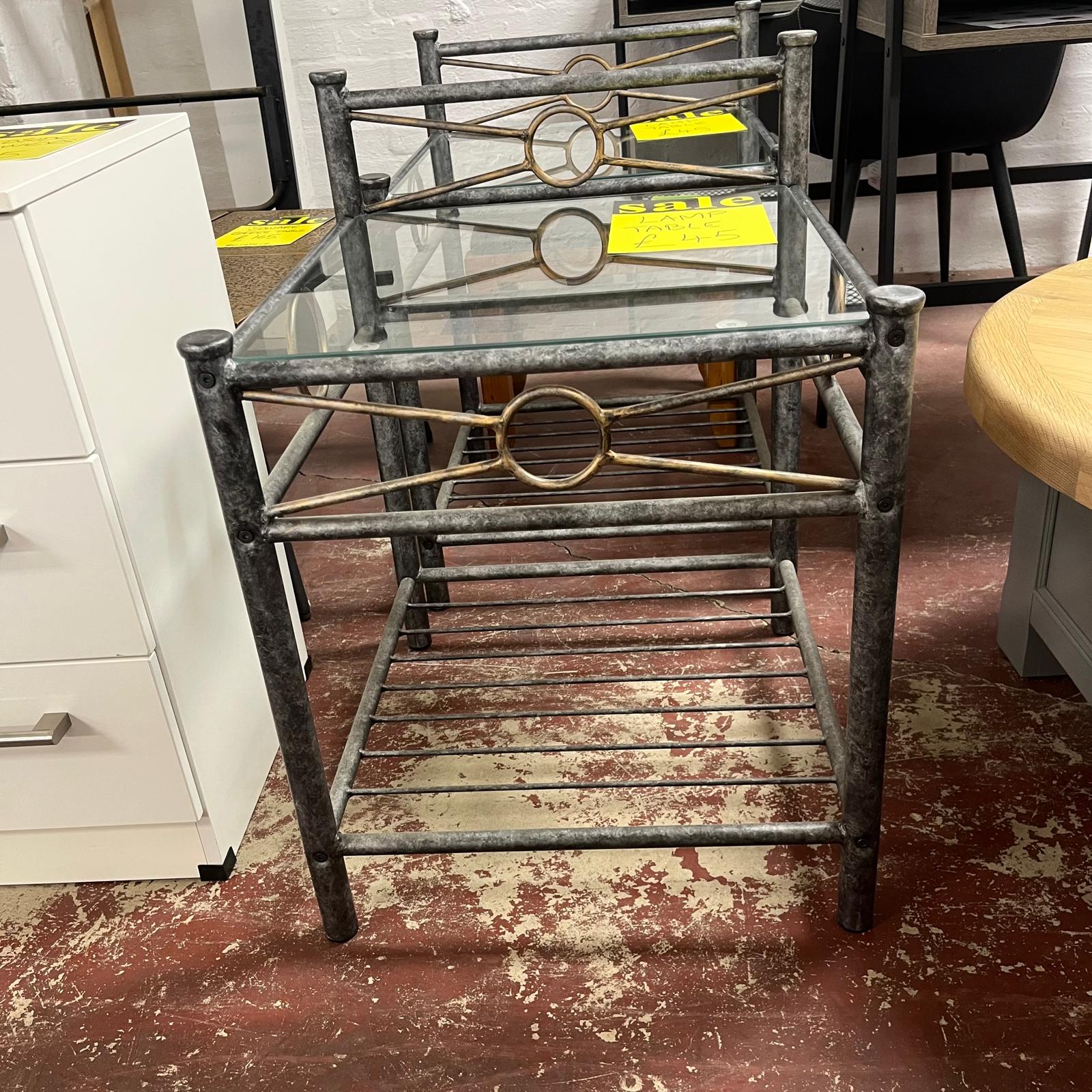 Glazed Lamp Table With Steel Frame Sheffield Discount Furniture