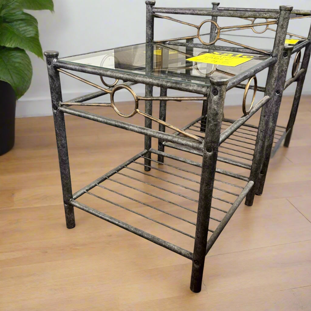Glazed Lamp Table With Steel Frame Sheffield Discount Furniture