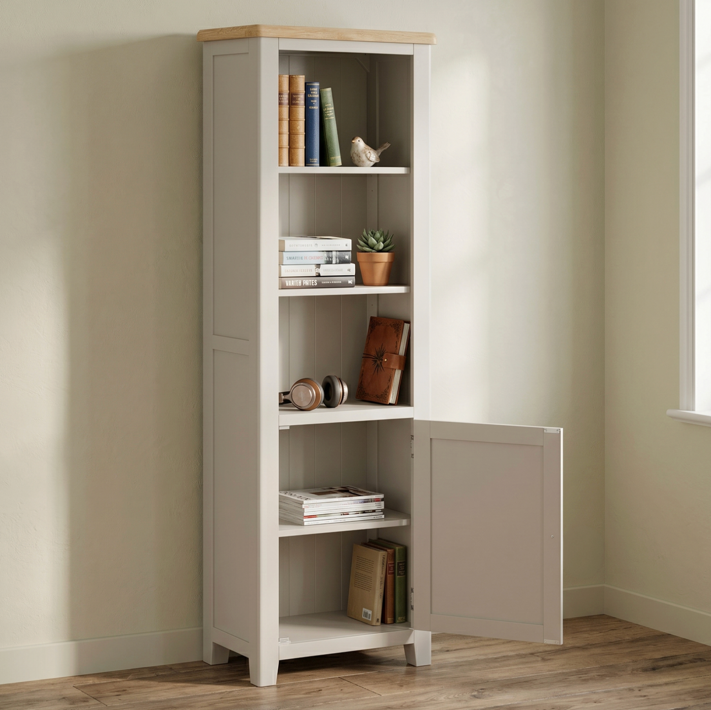 Windermere 1 Door Tall Narrow Bookcase