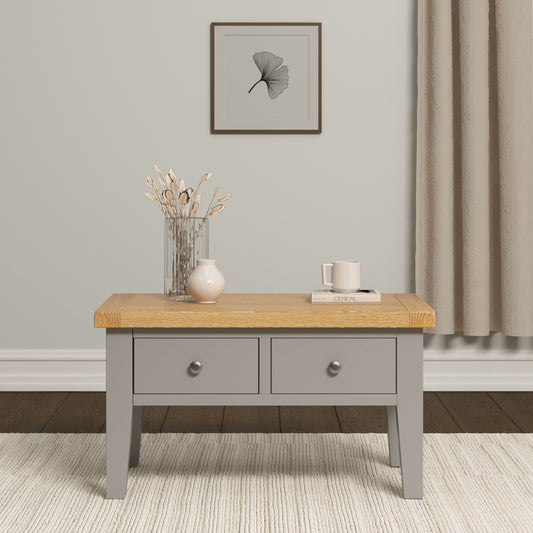 Windi 2 Drawer Coffee Table (Grey/Oak/Ivory)