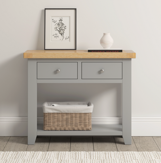 Windi 2 Drawer Console Table (Grey/Oak/Ivory)