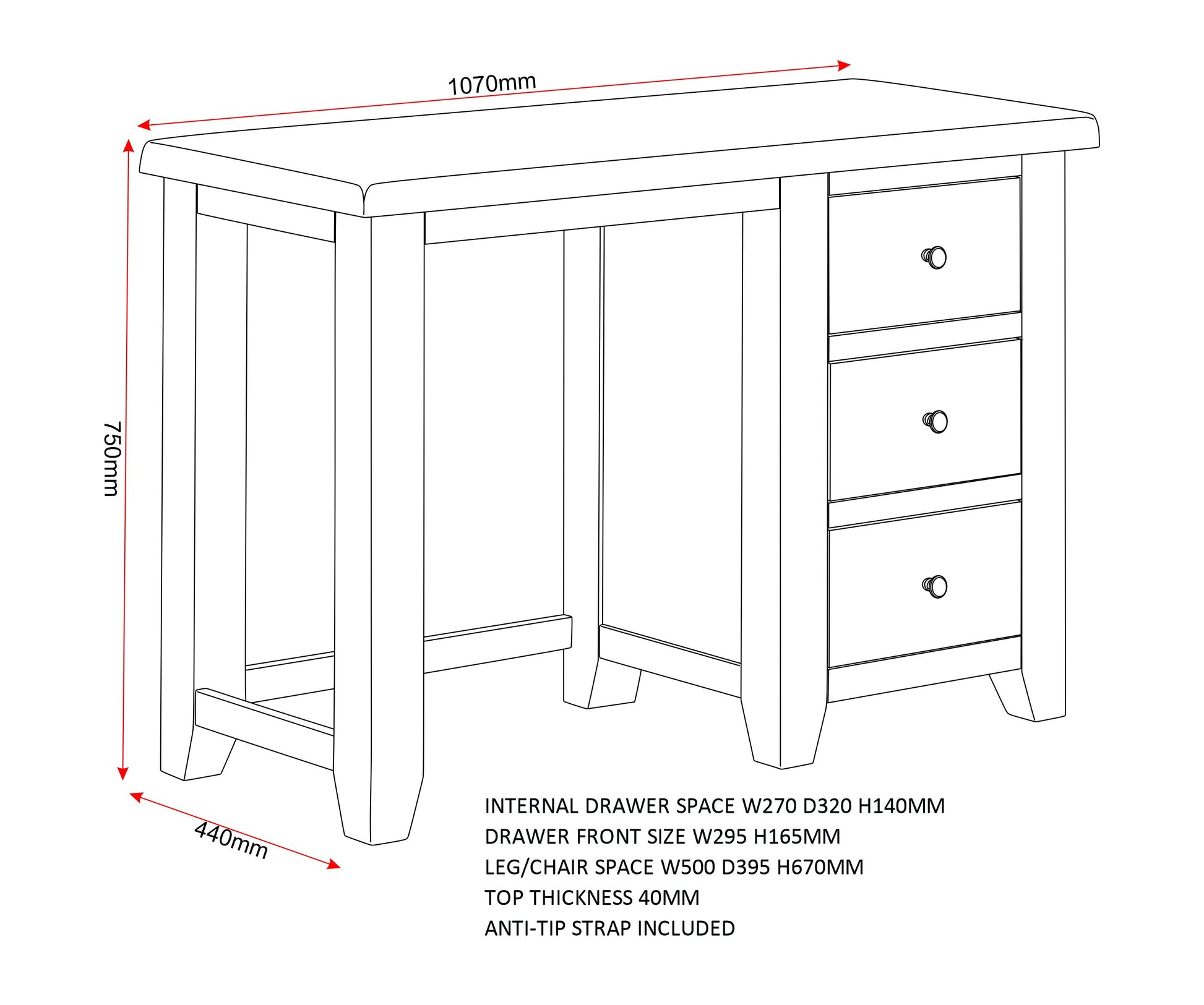 Windi 3-Drawer Dressing Table Set (Ivory/Oak/Grey) Bedroom / Dressing Tables Sheffield Discount Furniture