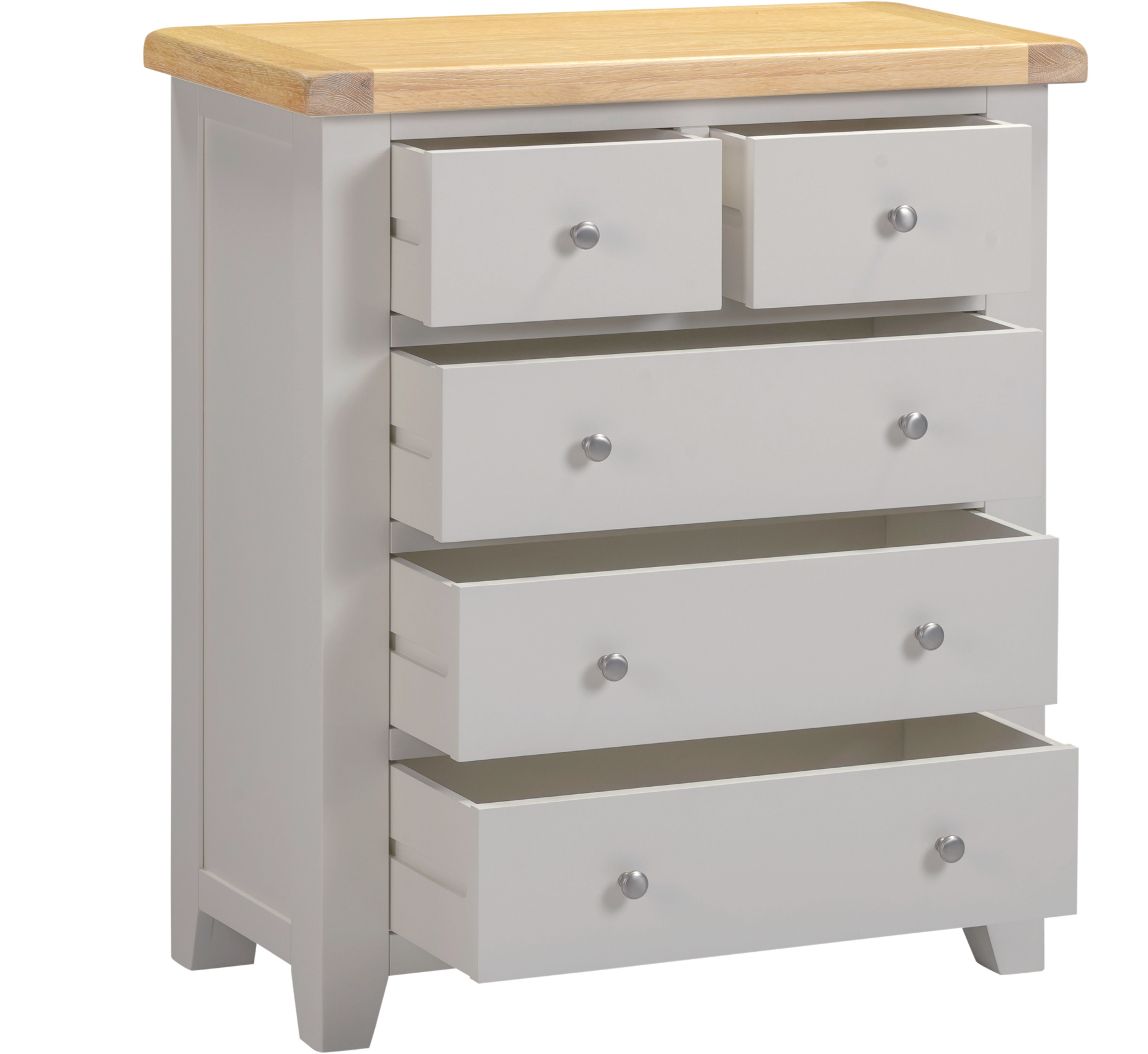 Windi 3+2 Drawer Chest (Grey/Oak/Ivory) Bedroom / Dressing Tables Sheffield Discount Furniture